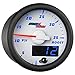 MaxTow Double Vision 35 PSI Turbo Boost Gauge Kit - Includes Electronic Pressure Sensor - White Gauge Face - Blue LED Illuminated Dial - Analog & Digital Readouts - for Trucks - 2-1/16