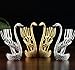 Dinnerware Set & Fruit Fork Set & Dessert Flatware Set, CRIVERS Decorative Swan Base Holder with 3 Forks and 3 Spoons (Set of 2) (Gold)