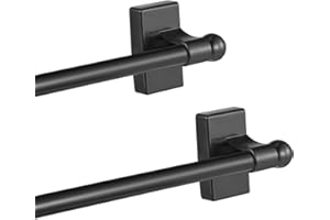 HUROUTD 2 Pcs Magnetic Curtain Rods for Metal Door 16 to 28 Inch, 1/2" Multi-use Adjustable Appliance Magnetic Rod for Window Frames, Cabinets, Refrigerators, Dishwashers(Black)