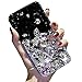 LCHDA Bling Diamond Case for iPhone 8 Plus / 7 Plus 5.5 Inch, Glitter Clear Crystal Full Diamonds Luxury Sparkle Transparent Rhinestone Protective Phone Case Cover for Woman Girls - White & Black
