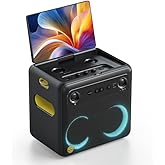 Professional Karaoke Machine for Adults, PA System, 300W Speaker with Built-in Screen with Lyrics Display with Self-Charging 2 Micphones,Support WiFi AUX HDMI for TV Projector