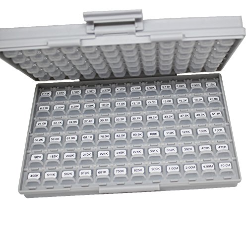 AideTek 0603 Size,Surface monnt Resistor SMD SMT 144 Values, 100pc/value 1% Sample Resistor Kit Distributed in Box-All Enclosure E96 Serial 0ohm to 1mohm Designer Kit  Free Tweezers - Thumbnail 7
