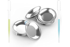 DIYESMART 24Pcs Stainless Steel Paint Palette Tray (8Pcs Without Pour Spout) and 8Pcs 3ml Eyedroppers Suit, Versatile Use for Mixing Paints, Airbrush Colors Mix, Mixing Makeup, Art Craft…