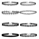 Jstyle 8 Pcs Choker Necklaces for Women Girls Black Velvet Tattoo Collar Lace Vintage Adjustable
