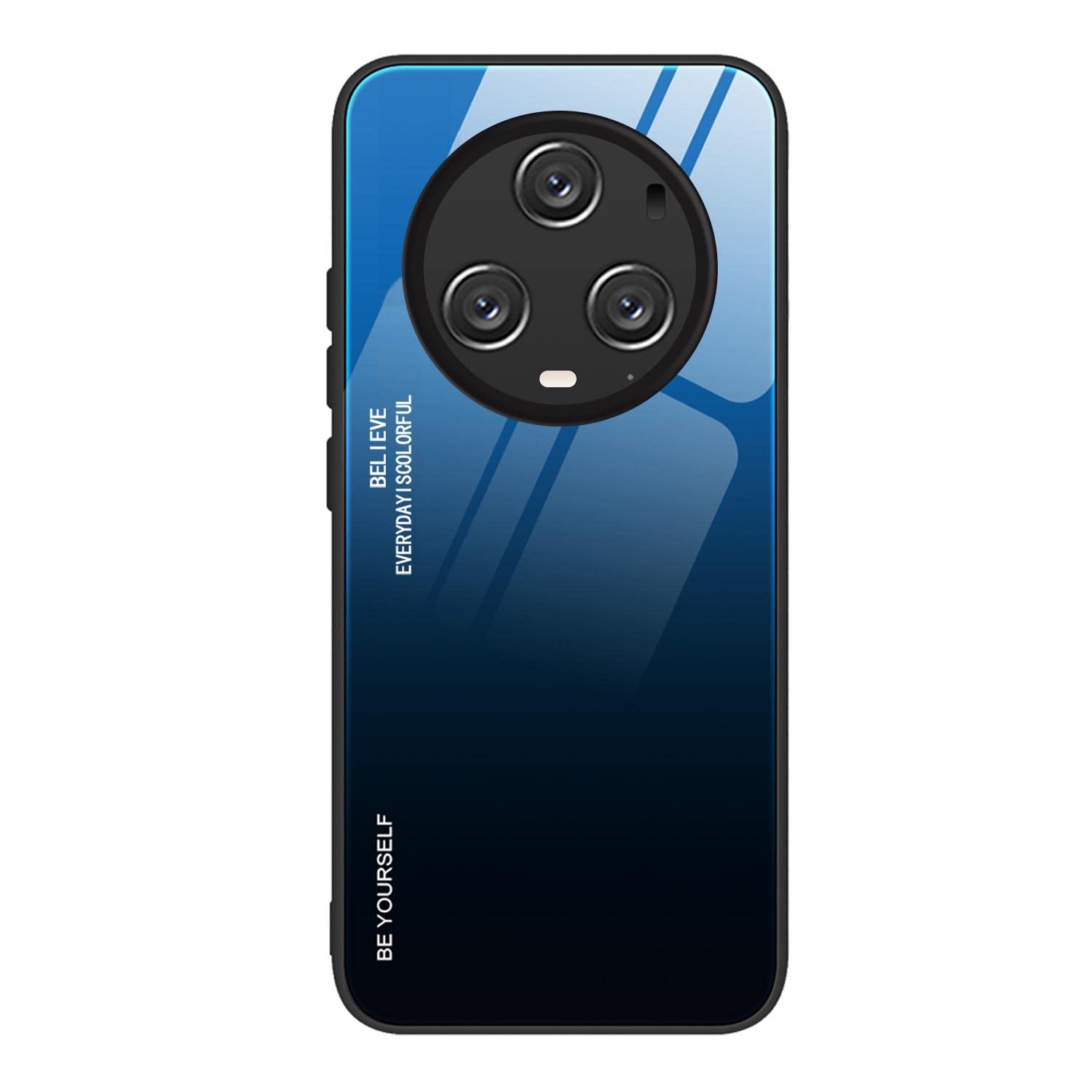 ILING Case for Honor Magic 5 Pro/Magic5 Pro, Elegant Ultra-thin Color Gradient Bullet-proof Glass Back Shockproof TPU Bumper Phone Cover (Elegant blue)