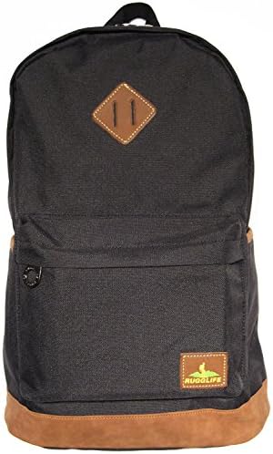 RUGGLIFE Vintage Backpack School Bag Bookbag Military Rucksack Hiking Daypack Casual (Black)