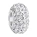 BoRuo Charms 925 Sterling Silver Czech Crystal White Ball Beads Spacers April Birthstone Top Quality Solid Core Charm Fit All Bracelets.