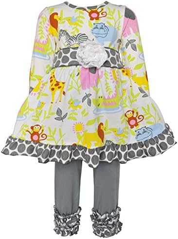 AnnLoren Baby Girls 18-24 MO Jungle Animals Dress Legging Set Clothing