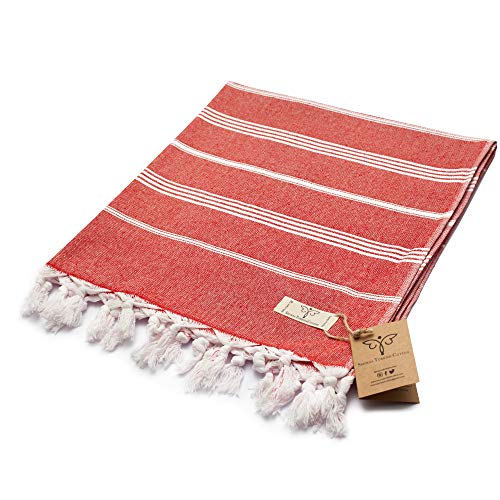Smyrna Classical Series Original Turkish Beach Towel | 100% Cotton, Prewashed, 37 x 71 Inches | Peshtemal and Turkish Bath Towel for SPA, Beach, Pool, Gym and Bathroom (Coral) - Thumbnail 5