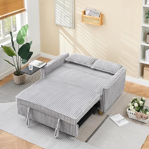 KEIKI 54" Convertible Sofa Bed, 3-in-1 Sleeper Sofa with Pull-Out Bed, Corduroy…