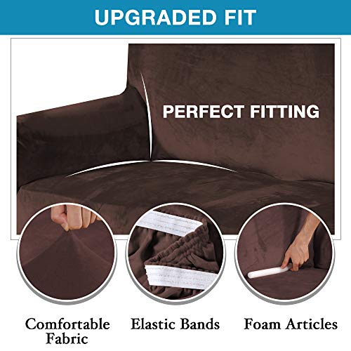 Velvet Stretch Sofa Covers Loveseat Couch Covers for 2 Cushion Couch Loveseat Covers for Living