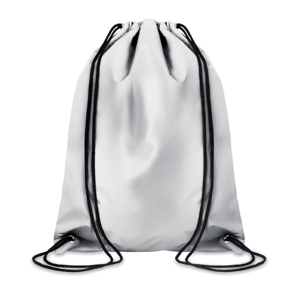 Safety reflector bag with drawstring, not only for children, bag, backpack, shoulder bag, silver reflective carry bag (pack of 10).