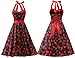 Dresstells Vintage 1950s Rockabilly Polka Dots Audrey Dress Retro Cocktail Dress Cherry Black 2XL