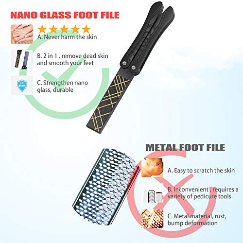 Foot File Foot Rasp Foot Scrubber File Nano Glass Heel Scraper Glass Foot File Crystal Pedicure File for Callused Coarse Hard Skin Removal Portable Foot Sander Foot Scraper File for Heel Foot grater