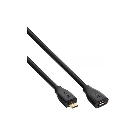 InLine 32720P Micro-USB Verlängerung, USB 2.0 Micro-B Stecker auf Buchse, vergoldete Kontakte, 2m Schwarz