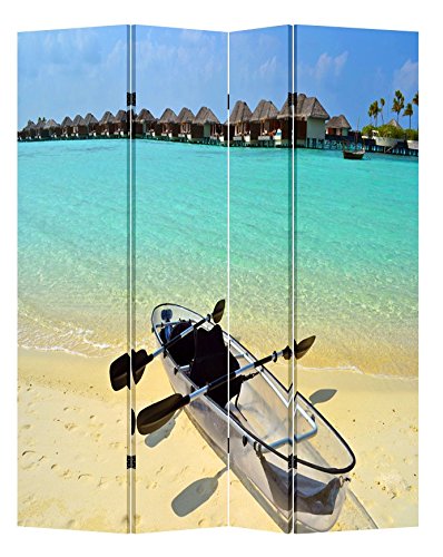 Toa 4 panel office wood folding screen decorative canva…