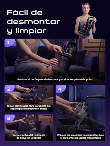 Anti-dust dust vacuum, 14000PA Handheld Vacuum Cleaner with UV-C Light, Hot Air, Ultrasound and HEPA Filter, Vacuum Cleaner for Mattress, Sofa, Upholstery and Carpets, Allergy, Pets and Babies – 4 Metres Cable