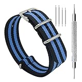 CIVO Watch Bands NATO Premium Ballistic Nylon Watch Strap Stainless Steel Buckle (Navy/Black, 22mm)
