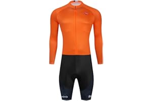 SUDU SUDO Men's Cycling Jersey Set Skinsuit One Piece Bike Shirts Triathlon Suit Bicycle Shorts with Gel Padded
