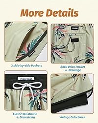 maamgic Mens Short 80s 90s Vintage 5.5" Swim Trunks