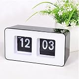 Best-mall Stylish Modern Retro Auto Flip Clock Desk Table File Down Page Clocks(Black)