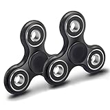 Colovis 2 Pack Tri Hand Spinner Fidget Toy - Fidget Spinner Stress Reducer EDC Focus Toy for Kids & Adults - Relieves ADHD Anxiety and Boredom (Black, 2 Pack)