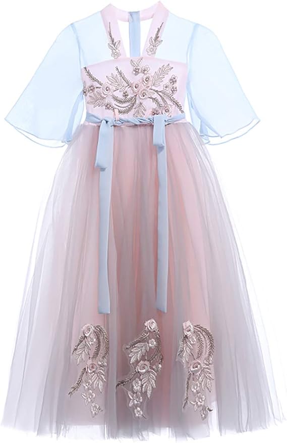 Amazon Suaiartcole 子供服 ワンピース ガールズ ワンピース 子供 桜の花 風 ドレス 着痩せ 女の子 漢服 唐装 スカート 可愛い 春 夏 薄手 涼しい ゆったり ダンス衣装 写真撮影 ワンピース チュニック 通販