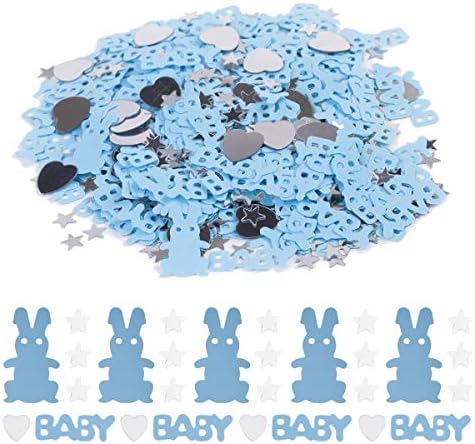 Haley Party It’s A Boy Confetti Table Confetti Baby Shower Decorations for Gender Reveal Boy Baby Shower Table Decor (Blue and Silver Color Mix, 1oz)