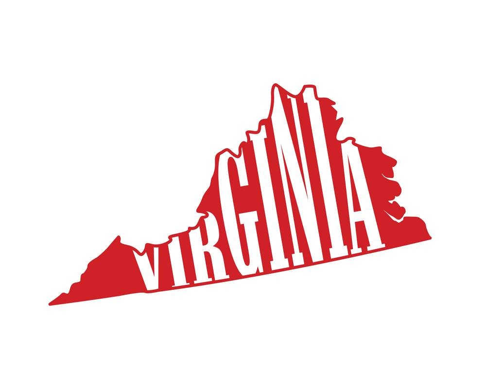 Photo 1 of ND446R State Of Virginia Block Decal Sticker | 5.5-Inches By 3.1-Inches | Premium Quality Red Vinyl