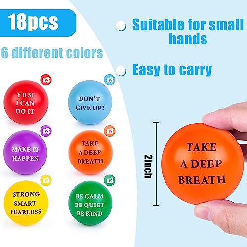 LovesTown 18PCS Inspirational Stress Relief Balls, Motivational Stress Balls 2 Inch Colorful Foam Squeeze Balls with Positive Quetos for Kids Adults Anxiety Fidget Sensory Hand Exercise