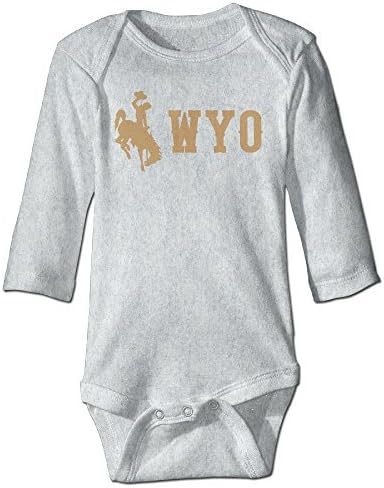 Baby 100% Cotton Long Sleeve Onesies Toddler Bodysuit Wyoming Cowboys Baby Clothes Ash Size 18 Months