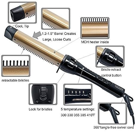 tangle free curling iron with retractable bristles