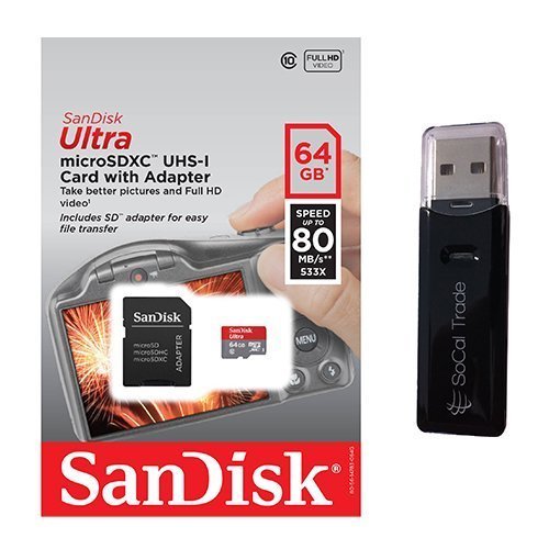 SanDisk Ultra 64GB UHSI Class 10 MicroSDXC Memory Card with Adapter