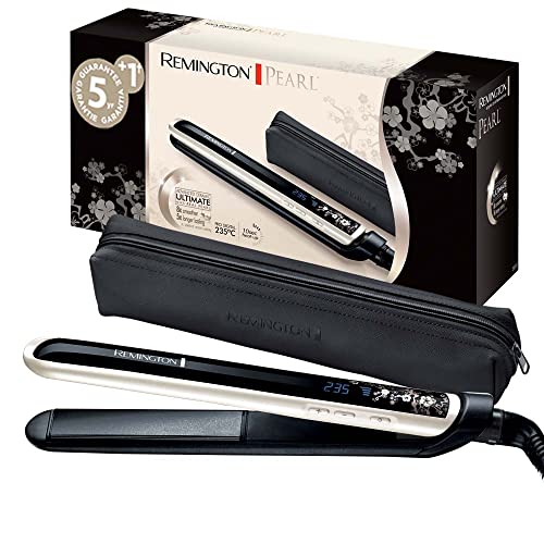 Remington Lisseur Cheveux [Ultra rapide & Glisse facile] Pearl (Céramique haute qualité avec éclats de perles, chaleur homogène, Écran LCD, 150-235°C, pochette) Fer à lisser S9501