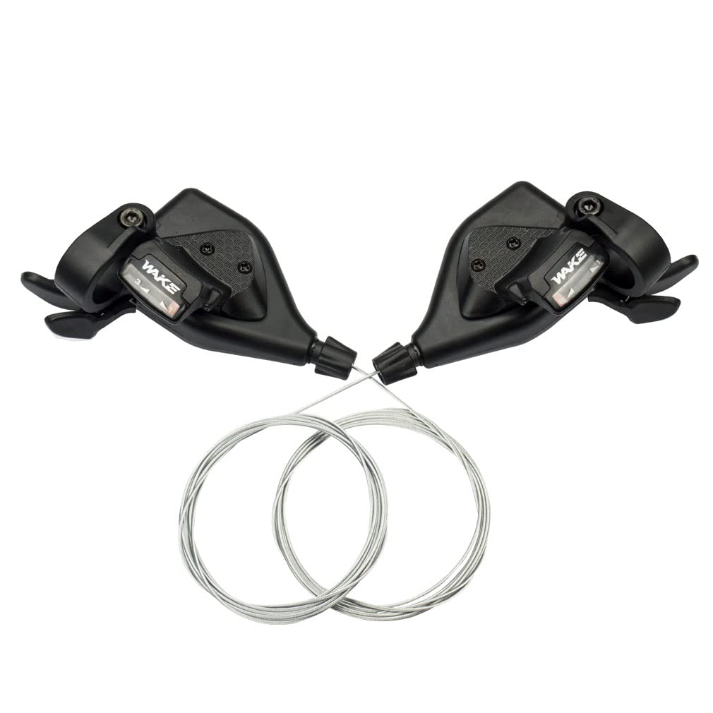 FOMTOR 3x8/9/10 Bike Shifters Set 24/27/30 Speed Mountain Shifter Left Right Shifter with Cables for Mountain Bike Folding Bike (1 Pair) (3x8 24Speed)