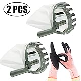 TIHOOD 2PCS Fruit Picker Head Basket with 1 Pair Garden Gloves/Fruit Picking Tools, Fruits Catcher for Harvest Picking Apple Citrus Pear Peach, etc (2 xFruits Picking Tool & 1 Pair Gloves)