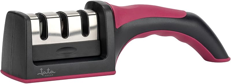 Jata HACC4541 - Afiador de Facas Profissional, Adequado para todos os tamanhos, 3 processos de afiação, Punho e base antiderrapantes, Manuseamento simples e confortável, Afiação eficaz