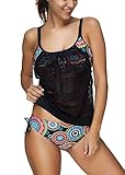 Sanatty Womens Strap Up Lined Up Double Up Tankini Swimsuit Two Pieces Printed it Beachwear Bathing Suit with Panty
