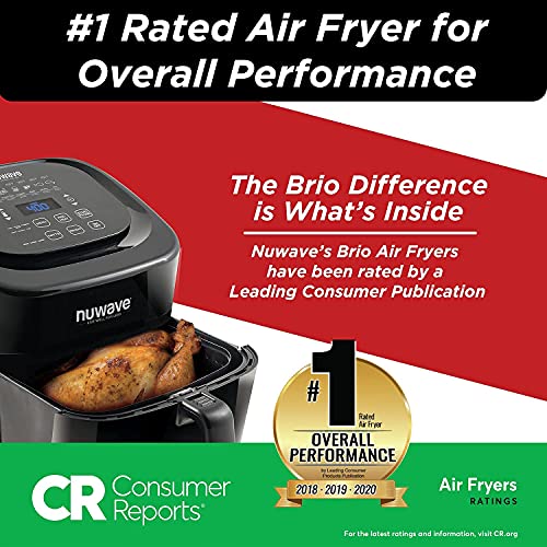 Nuwave Brio 6Quart Digital Air Fryer Including NonStick Baking Pan and StainlessSteel Cooking