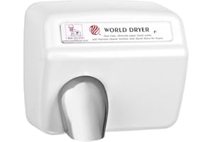 World Dryer XA5-974 Model A Durable Standard Hand Dryer Push Button Finish: Cast Iron White, Voltage: 110-120 V, 20 Amps