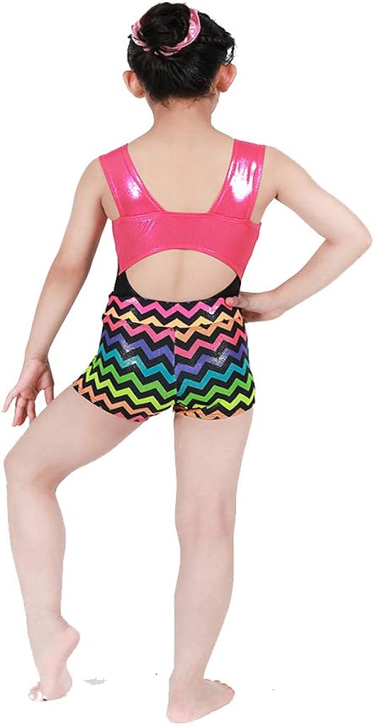 FeiTianWu Gymnastics Shorts for Girls Sparkle Glitter Dance Tumbling Athletic Gymnastics Short 3-14Years: Clothing