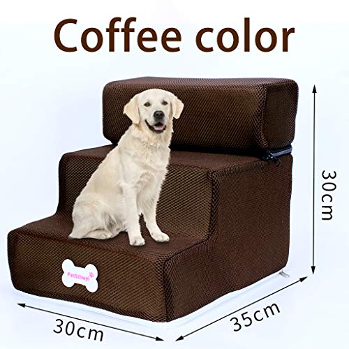 Dog Stairs by Cozy Pet - 3 Steps Folding Pet Stairs Ramp Ladder Removable Cover for Cats Dogs (C)