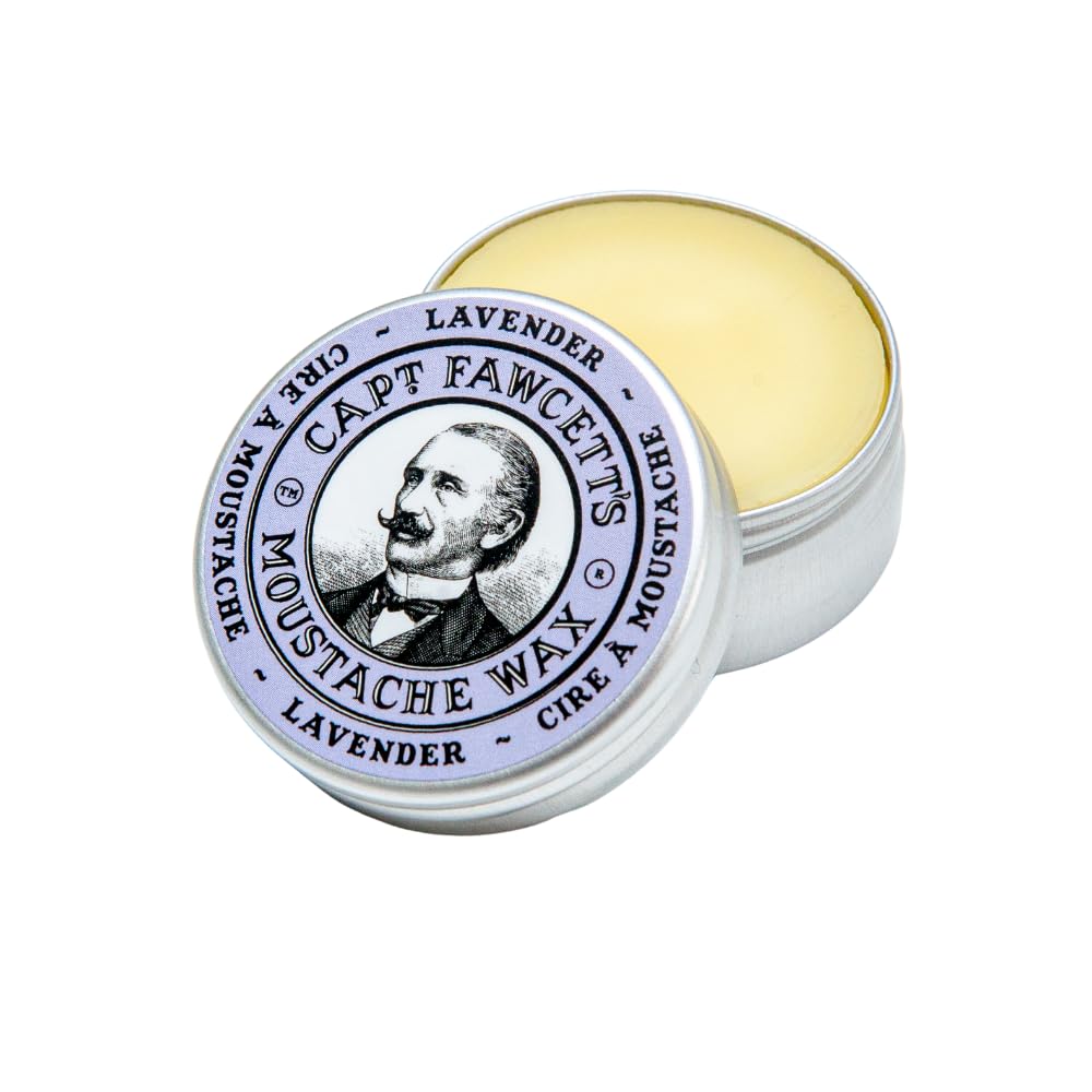 Captain Fawcett Lavender Moustache Wax 15ml – Firm Hold Moustache Styling Wax for Men – Lightly Scented with Calming Lavender for a Classic, Neatly Groomed Finish