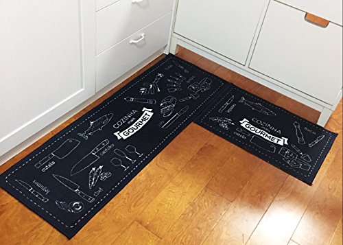EUCH  Non-slip Rubber Backing Kitchen Mat 2 Piece Carpet  Rug Set (Cozinha)