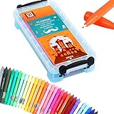 Plinrise MNM-400 Colored Fineliner Fine Point Drawing Pen,Pack of 30 Assorted Colors With Plastic Case,0.38MM
