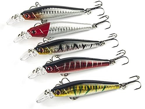 Fish Bait 5PC Popper Fishing Lures Bass Top Water Rattles Classic Colorful 8.5g 8cm