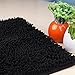 VDOMUS Contour Bath Rug, Soft Shaggy U-Shaped Toilet Floor Mat Bathroom Carpet, 19.5 X 19.5 inches - Black