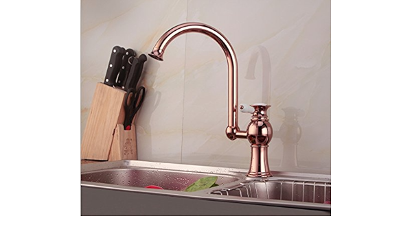 Grifo cocina baño holopax/Oro rosa grifo de la cocina: Amazon ...