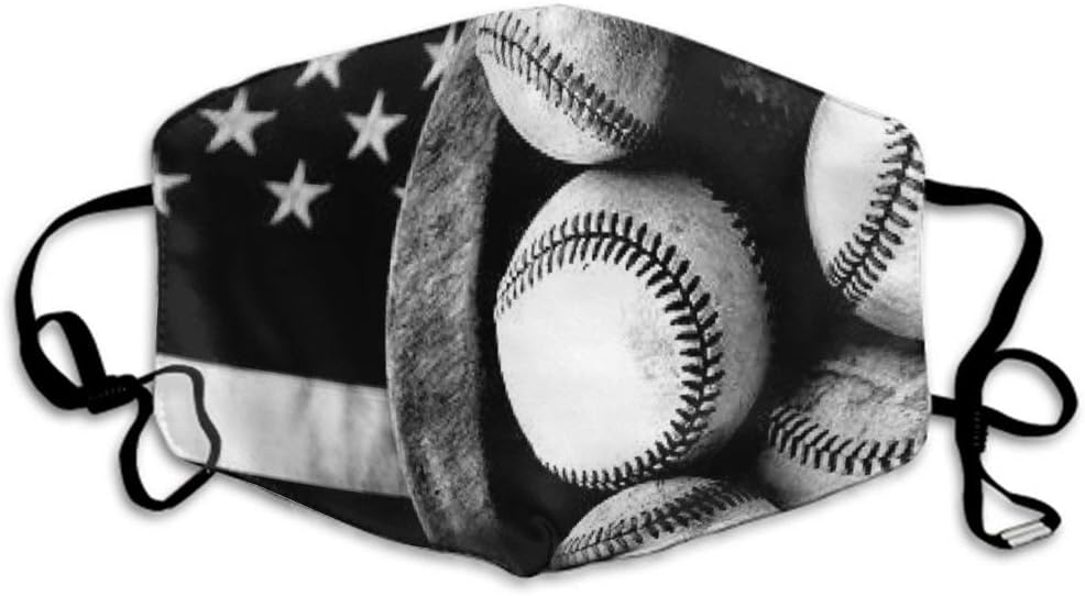CIGOCI Comfort Mouth Masks Adjustable Elastic Band Anti-Dust Face and Nose Cover for Dust Medical Running, Boys Girls Adults (Baseball USA Flag Mouth Mask)