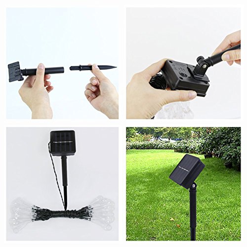 image for K.T. Fancy Fairy Water Drop 20ft 30LED Solar String Lights Outdoor Wat